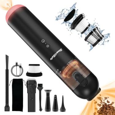 Imagem de SmartSafe Aspirador de carro portátil sem fio, recarregável, sucção de 2 marchas, 10/16 kpa, aspirador de pó de alta potência com soprador, bombas, compressor, mini aspirador portátil de LED, tudo em