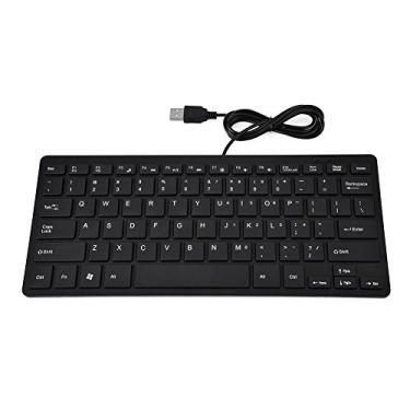 Imagem de Mini teclado com fio, teclado com fio usb de tamanho completo ultrafino, portátil 78 teclas usb multimídia jogo teclado de escritório, adequado para pc, computador, apple mac, portátil, windows (preto)