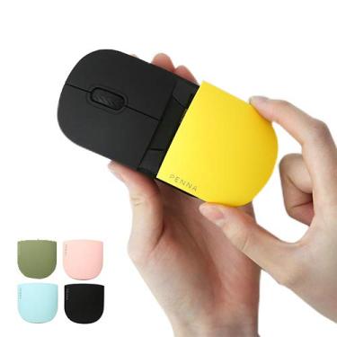 Imagem de Mouse móvel portátil sem fio Elretron PENNA 2,4 G estilo retrô com receptor USB para notebook PC laptop computador Mac - Mouse verde oliva + capa extra 4P