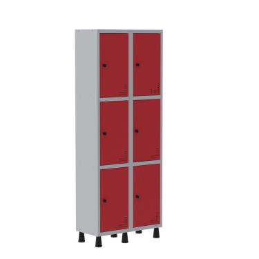Imagem de Roupeiro Aço Light 2v 06 Portas Gr302/6 Cinza/vermelho
