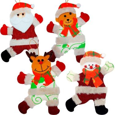 Imagem de Kit 8 Pendente árvore Natal Noel Urso Rena Boneco Neve 19cm