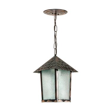 Imagem de Lustre Pendente Blumenau Colonial Quadrado Vidro Pontilhado Cobre E27 Bivolt