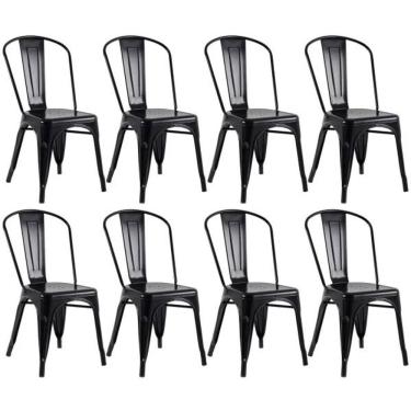 Imagem de Kit Com 8 Cadeiras Empilhavel Tolix Preto Fosca Estilo Industrial E Conforto Para Qualquer Ambiente