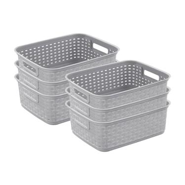 Imagem de Sterilite 12726A06 Short Weave Basket, Cement, 6-Pack