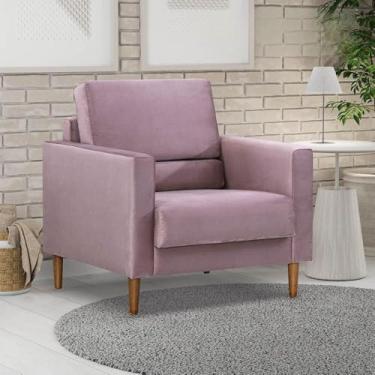 Imagem de Poltrona Decorativa Sala Herval Spirit, Desmontável, Veludo Rosa Envelhecido