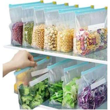 Imagem de Saco Hermético - 20 Unidades Tamanho P - Saco Para Congelar Armazenar e Organizar Alimentos - Com Zip Abre e Fecha Reutilizável Livre de BPA - Saquinho Para Congelador Qualidade PREMIUM