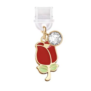 Imagem de ELISE & FONDA TP695 Tipo-C porta de carregamento plugue antipoeira pequena flor rosa pingente de telefone celular para iPhone 15/16/Samsung/OnePlus/Xiaomi/oppo telefones Android (vermelho)