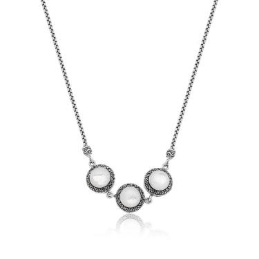 Imagem de Colar Elegante Com Madreperola Prata De Bali 925