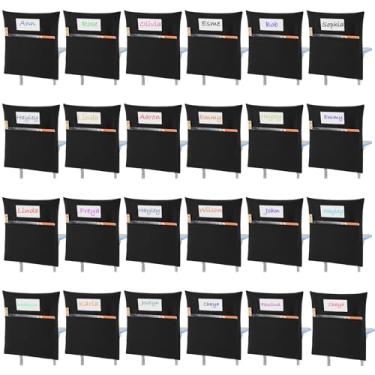 Imagem de Sanwuta Pacote com 48 bolsos de cadeira para sala de aula - organizador de livros para cadeira com compartimento para crachá para estudantes do jardim de infância e uso escolar em casa (38 x 40 cm