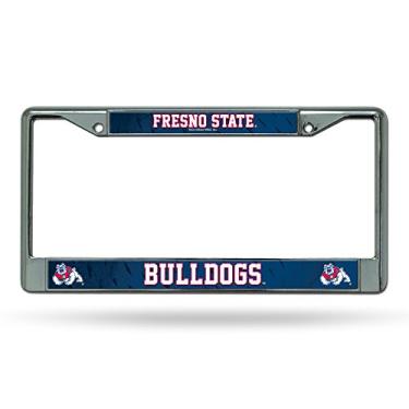 Imagem de Rico Industries Moldura de placa de licença cromada padrão NCAA Fresno State Bulldogs cor da equipe, 15 x 31 cm
