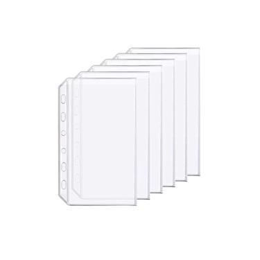 Imagem de Pacote com 6 compartimentos para fichário A7, 6 furos, pastas de plástico à prova d'água, 6 furos para bilhete de recibo (bolso, A7)