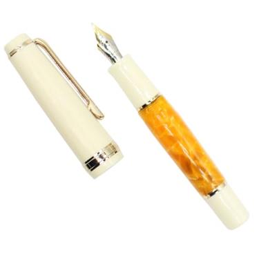 Imagem de Gullor Mini caneta-tinteiro com acabamento dourado, caneta de bolso de acrílico, laranja, ponta dobrada