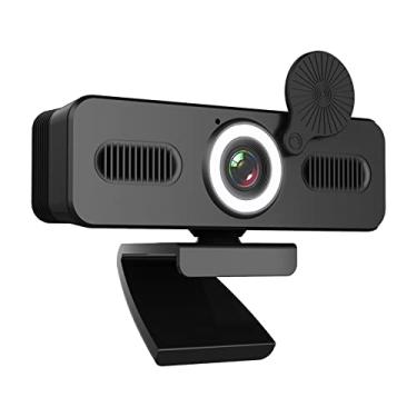 Imagem de CIADAZ 1080P HD Webcam Computador Webcam com Microfone USB PC Câmera da Web Ângulo amplo de 120 graus com unidade de luz de preenchimento para gravação de chamadas em conferência Compatível com jogos