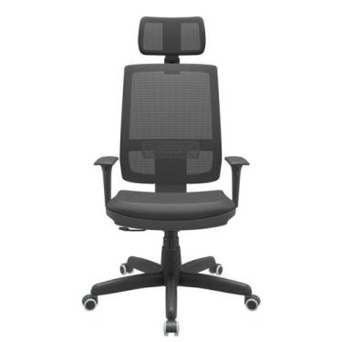 Imagem de Cadeira Office Brizza Tela Preta Com Encosto Assento Vinil Preto Relax