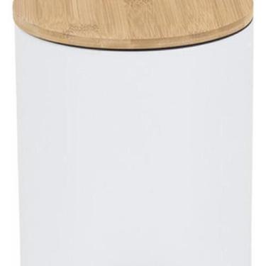 Imagem de Lixeira De Chão Banheiro Metal E Madeira 3L 24X17Cm Branca - Aemaxx