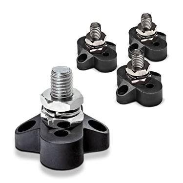 Imagem de Bloco de terminais de distribuição de energia de bateria de 4 peças [pino único M10] [máximo 48V DC] Poste de junção isolada à terra para reboque automotivo e barco RV – Preto