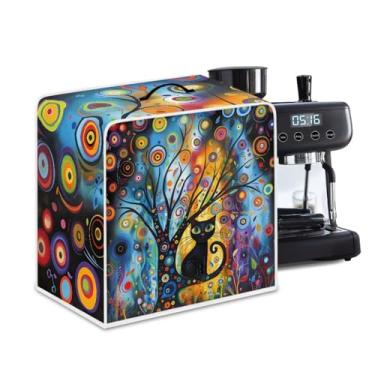 Imagem de PJHEQOXE Capas de cafeteira de gato de arte moderna com alça superior, capas de poeira dobráveis para liquidificador, máquina de suco, mantém o escritório, casa, cozinha limpa