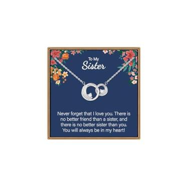 Imagem de IEFLIFE Presentes para irmãs – Colar com círculo entrelaçado banhado a ouro branco 14 K, presente de colar de irmãs para mulheres, amigas, presente de amizade para irmãs, alma, irmã não biológica