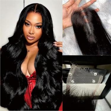 Imagem de NIKISS Fecho de renda HD real de 2 x 15 cm apenas, renda HD ultrafina invisível de 0,095 mm, nó único, nó único, cor natural, ondulado, fechamento de cabelo humano 55 cm