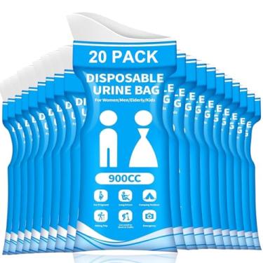 Imagem de GREATCITI Bolsa descartável de urina, bolsas de urina para viagens para mulheres/homens, bolsa de urina portátil de emergência de 900 ml e bolsas de vômito, bolsa unissex para mictório para