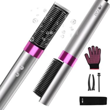 Imagem de GGYGK Escova Alisadora De Plasma, Cerâmica Para Mulheres, Pente Aquecido Com Dupla Voltagem, Anti-Queimaduras, Aquecimento Rápido 20 Segundos, Cinza