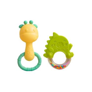 Imagem de Chocalho e Mordedor Infantil Girafa e Mordedores para Bebê BPA Free +3 Meses Sonoro Brinquedo para Bebês Presente para Crianças