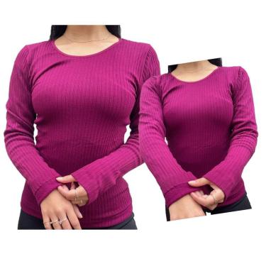 Imagem de Blusa Segunda Pele Térmica Canelada Feminina - Blusa Flanelada