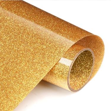 Imagem de Rolos de vinil HTV TransWonder Glitter para transferência de calor 30,48 cm x 1,52 m. – Vinil compatível com Silhouette Cameo e Cricut da Iron on HTV, Dourado, 1