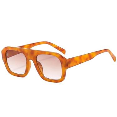 Imagem de VFDHN Óculos de sol retrô punk fashion feminino masculino praia clássico vintage festa ao ar livre (laranja leopardo)