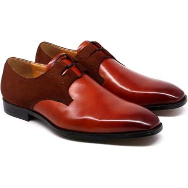 Imagem de Vestido Formal Masculino Oxfords Couro Real Lace-ups Negócios Casual Wingtip Festa De Casamento Derby Sapatos, Red, 39 EU