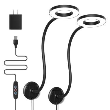 Imagem de Kaulsoue Luz de leitura montada na parede para livro na cama à noite, lâmpada de leitura para quarto, cabeceira, cabeceira, cuidados com os olhos 5 cores e brilho ajustáveis, pescoço de ganso flexível