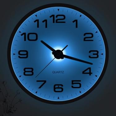 Imagem de JoFomp Relógios de parede iluminados operados por bateria, relógio de parede de 30 cm para quarto com brilho noturno, relógio de parede silencioso que brilha no escuro, para decoração de sala de estar