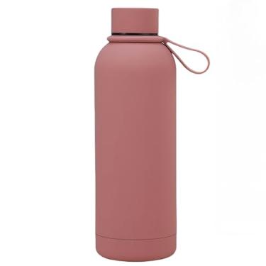 Imagem de FAMKX Garrafa de água esportiva de boca estreita isolada de parede dupla de aço inoxidável com alça, frasco a vácuo em forma de cola (vermelho moky)