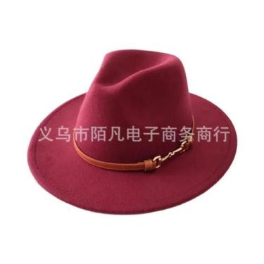 Imagem de Chapéu De Feltro De Lã Feminino Para Outono/inverno, Com Fivela De Cin