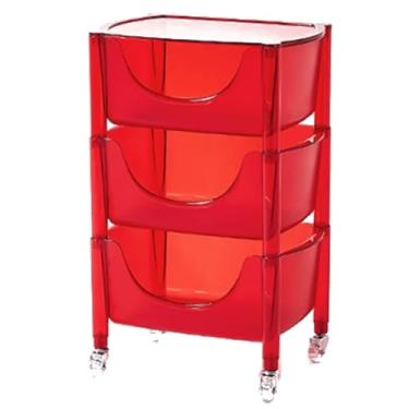 Imagem de SZOMH shop UK Organizador de armazenamento de acrílico para mesa de centro com rodinhas e prateleiras móveis de 3 níveis com rodas bloqueáveis para escritório e casa