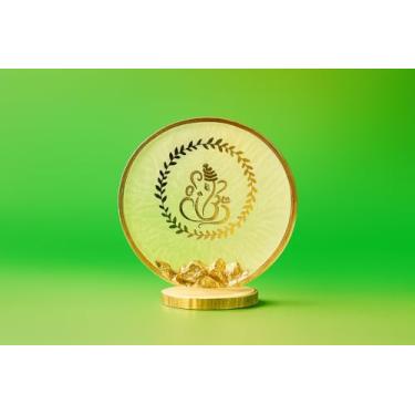 Imagem de Sadigali Arte de resina feita à mão com foto dourada Ganesh para decoração de casa Pooja ou painel de carro Deus buda hindu para painel de carro suporte para novos carros hindus presente Ganpati Idol