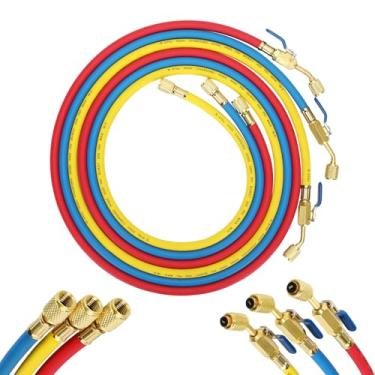 Imagem de Mangueira HVAC 29985 Plus II 1/10.2 cm com válvula de esfera compacta (alargador de 1/10.2 cm) - 4000 PSI, mangueira de refrigerante R410a, R134a, R407C, R502, R12, R22, compatível com refrigerantes