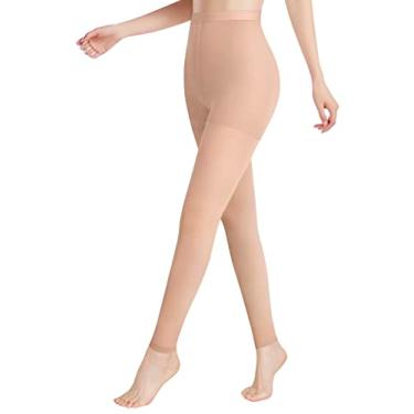 Imagem de DCCDU Meia-calça de compressão médica para mulheres e homens, compressão gradiente suporte firme 20-30 mmHg tratamento inchaço, varizes, edema (grau superior) (bege sem pés, G)