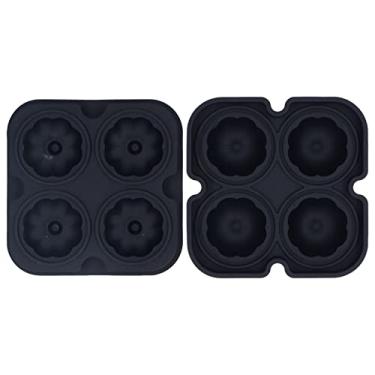 Imagem de GLOGLOW Bandeja de gelo de silicone forma de bola de gelo de abóbora ampla aplicação alimentar 4 células forma de abóbora silicone durável para uísque preto