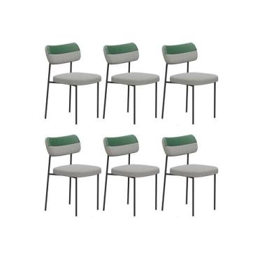 Imagem de Kit 6 Cadeiras Lia Jantar Gourmet material sintético e Linho Aço Carbo