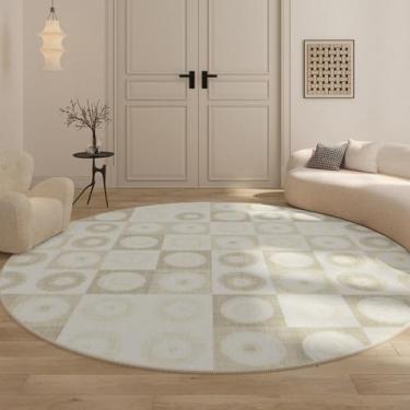 Imagem de Tapetes para quarto, casa, tapete macio, padrão xadrez, decoração para sala de estar, redondo, lavável, estudo (160x160 cm/P)