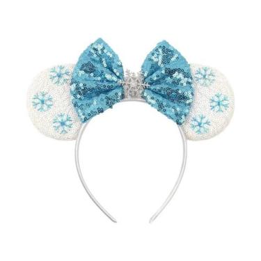 Imagem de Tiara De Orelhas De Rato Com Lantejoulas E Laço Para Meninas Com Pérol