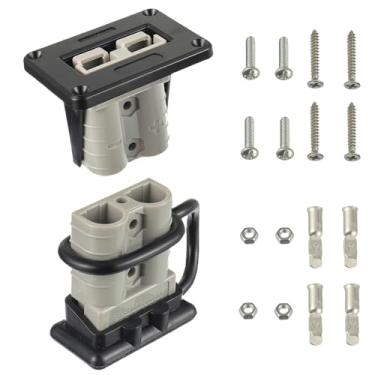 Imagem de EPLZON Conector de desconexão rápida de bateria de 50 AMP com suporte e capa protetora para baterias de reboque de guincho de carro, motores, tratores (pacote com 2 peças)