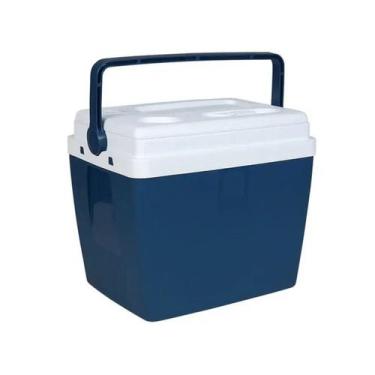 Imagem de Caixa Térmica Azul e Branca 36L Alta Capacidade Mantém Temperatura Gra