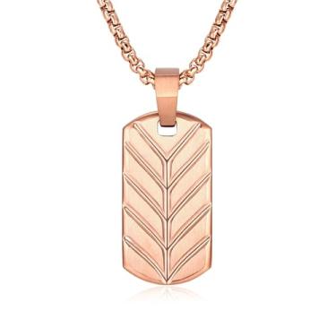 Imagem de WP WEPICK Colar de elos de corrente para homens, colar de aço inoxidável banhado a ouro 18 K, pingente de folha que não mancha, joias para homens e mulheres, 50 a 55 cm, Aço inoxidável, Sem Pedra