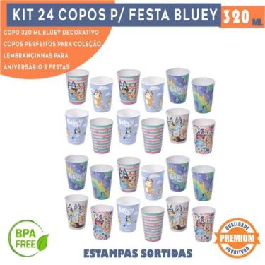 Imagem de Kit 24 Copos Bluey e Bingo 320 ml Para Lembrancinhas De Aniversário Co