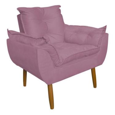 Imagem de Poltrona Decorativa para Sala de Estar Opala Suede Lilás - Montanaris 