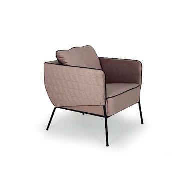 Imagem de Poltrona Blenda veludo rosa base metal preto