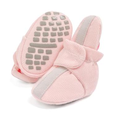 Imagem de Miamooi Botas de algodão para bebês meninas meninos recém-nascidos inverno quente lã aconchegante chinelos infantis antiderrapantes primeiro andador berço casa meias sapatos 3-18 meses, 01/rosa, 0-3