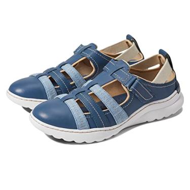 Imagem de Clarks Mocassim feminino Teagan Step, Couro cinza azul, 8 Wide